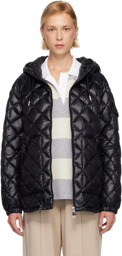 Moncler Black Diamond-quilted Hooded Short Down Jacket