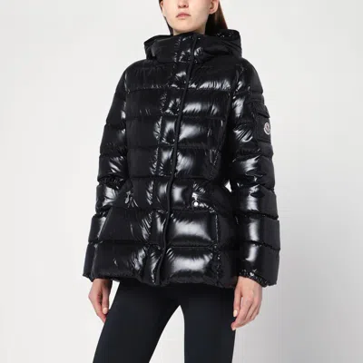 MONCLER MONCLER BLACK DOWN JACKET IN LACQUERED NYLON