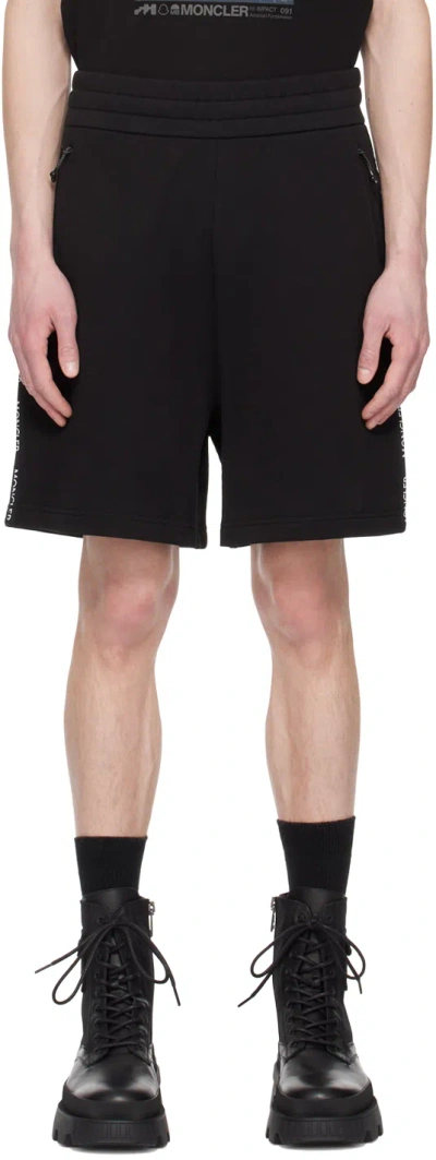 Moncler Black Drawstring Shorts In 999 Black