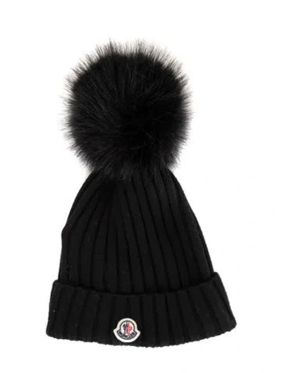 Pre-owned Moncler Black Embroidered Beanie