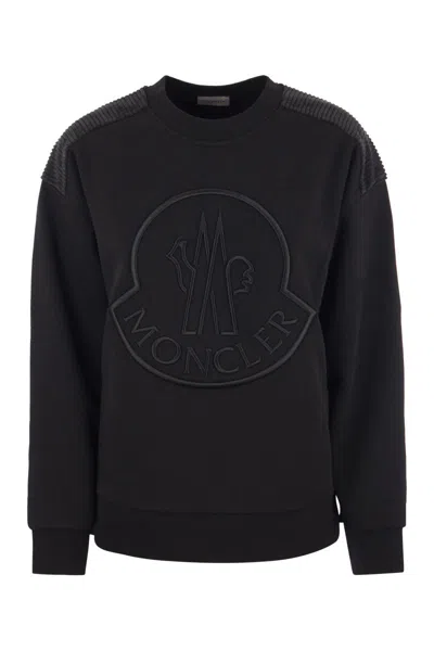 Moncler Black Embroidered Logo Hoodie For Women