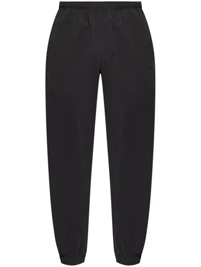 MONCLER BLACK EMBROIDERED LOGO TROUSERS