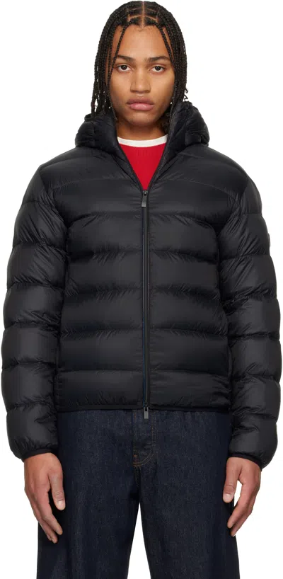Moncler Short Alrai Hooded Polyamide Down Jacket In Black