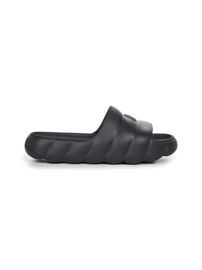 MONCLER BLACK EVA QUILTED LILO SLIDERS