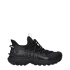 Moncler Pull Tab Round Toe Textured Sole Sneakers In Black