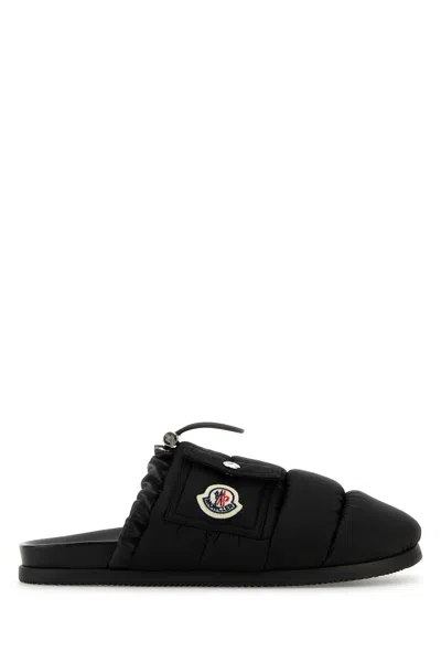 Moncler Black Fabric Mon Pocket Slippers