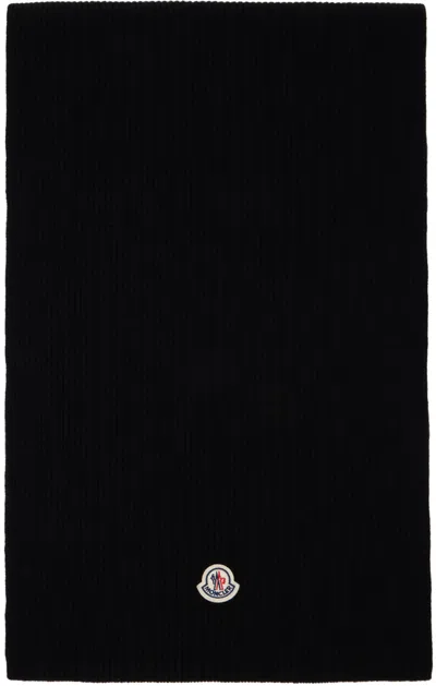 Moncler Black Felted Scarf In 999 Black