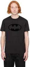 MONCLER BLACK FLOCKED BATMAN LOGO T-SHIRT