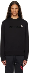 MONCLER BLACK FLOCKED LOGO SWEATSHIRT