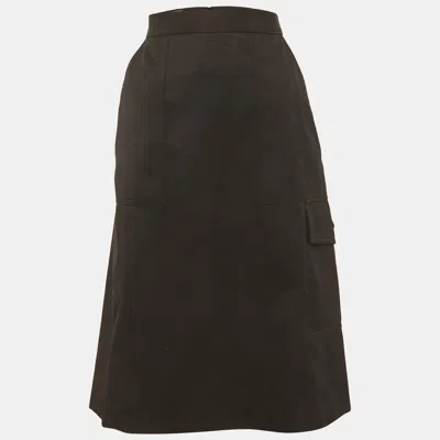 Pre-owned Moncler Black Gabardine Pencil Skirt L