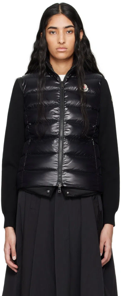 Moncler Black Ghany Down Vest In 999 Black