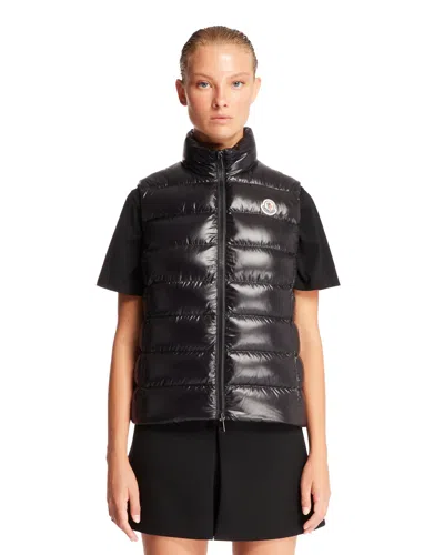 Moncler Black Ghany Vest In Black Nero   #000000