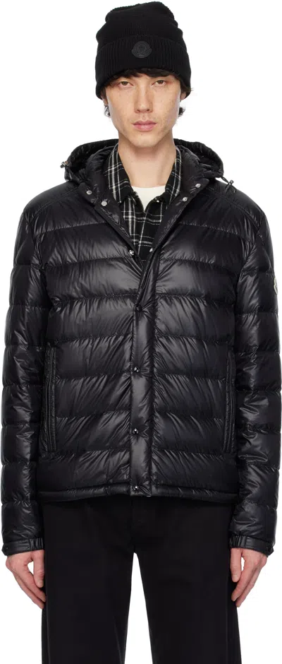 Moncler Black Gliere Hooded Short Down Jacket In 999 - Black