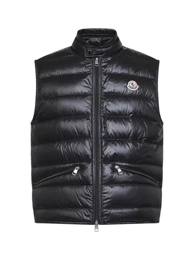 Moncler Black Gui Packable Padded Waistcoat In Multi