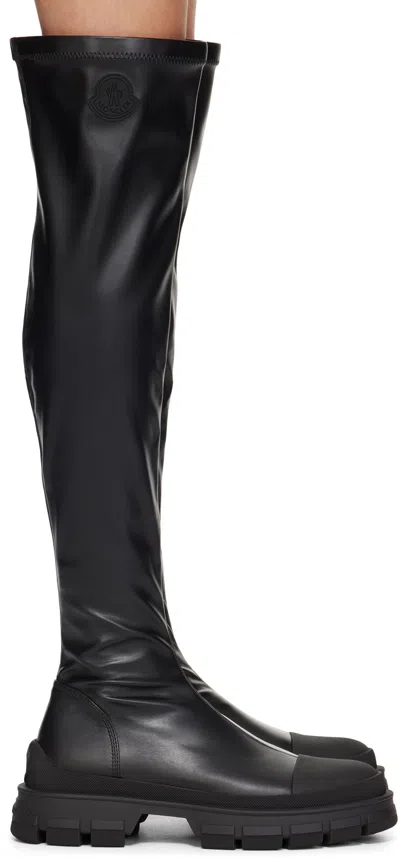 Moncler Black Hevea High Tall Boots In 999 Black