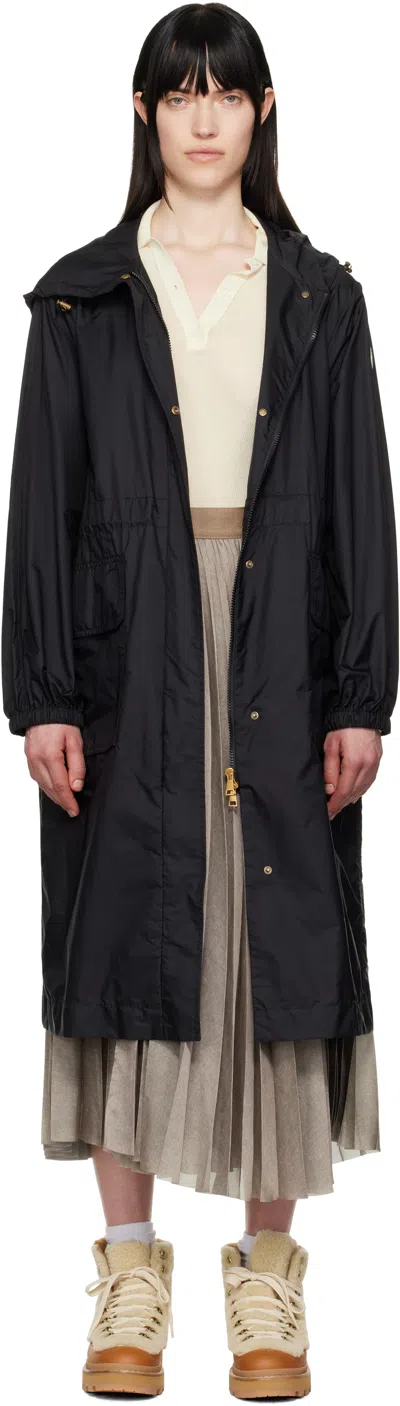 Moncler Black Hiengos Hooded Rain Coat In 999 Black