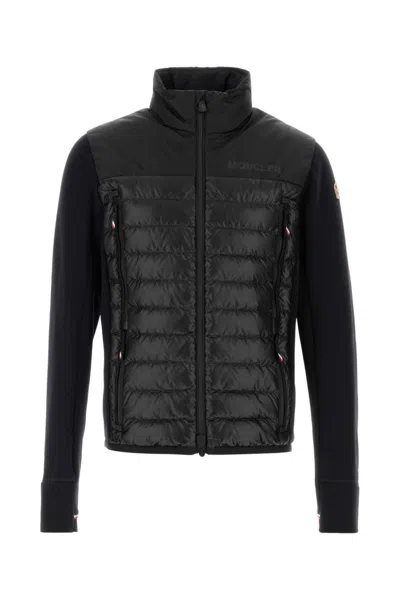 Moncler Padded Sweatshirt With High Collar And Long Sleeves In Black