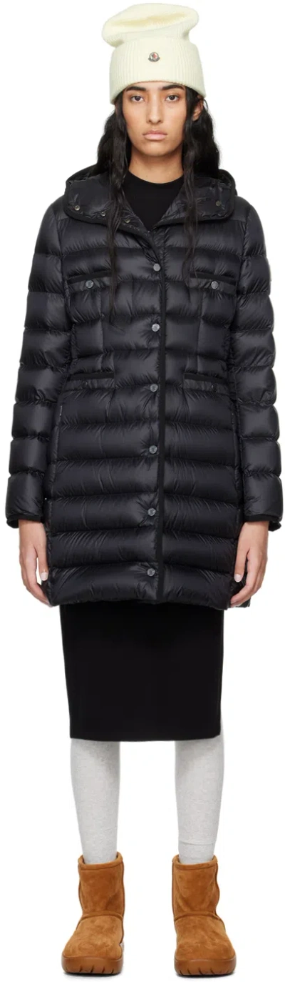 Moncler Black Hirma Down Coat In 999 Black