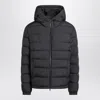 Moncler Hooded Down Jacket Featuring Elastic Cuffs In Black