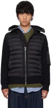 Moncler Mens Black Hybrid Padded Knitted Cardigan Xxl In 999 - Black