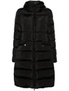 Moncler Black Hooded Long Jacket In Black