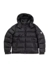 Moncler Black Hooded Puffer Jacket In Nylon In Black