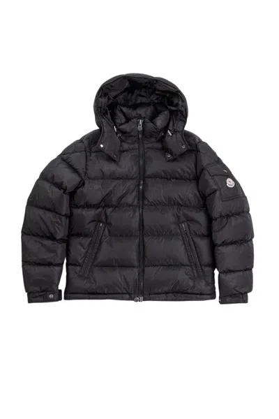 Moncler Black Hooded Puffer Jacket In Nylon