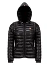 Moncler Karura Transformable Shiny Black Puffer Jacket In Black