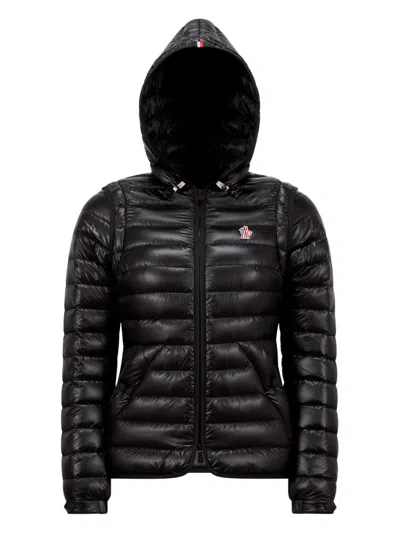 MONCLER BLACK HOODED QUILTED JACKET