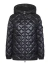 Moncler Short Down Jacket With Diamond Quilting And Hood In Black