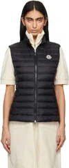 Moncler Quilted Black Vest With High Collar And Fitted Silhouette In 999 Black