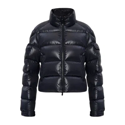Moncler Quilted High Collar Long Sleeves Jacket In Black
