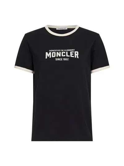 Moncler Black Jersey Flocked Logo T-shirt