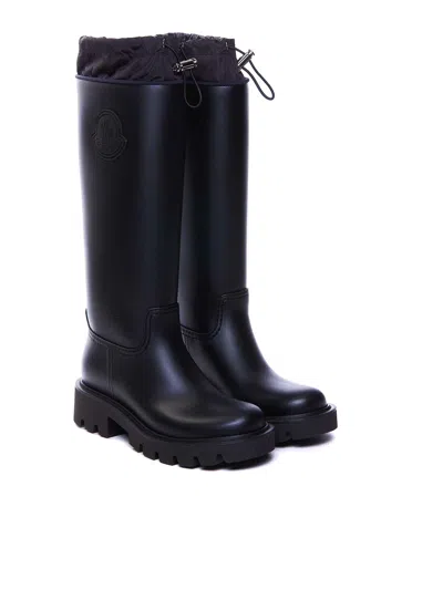 Moncler Rubber Kickstream Boots With Drawstring In Black