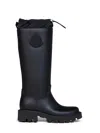 Moncler Rubber Kickstream Boots With Drawstring In Black