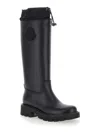 Moncler Rubber Kickstream Boots With Drawstring In Black
