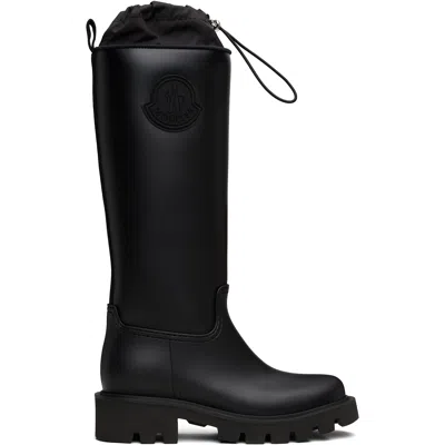 Moncler Black Kickstream High Rain Boots In 999 Black
