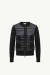 Moncler Wool Padded Cardigan With Zip Clothing In Black