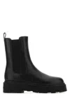 Moncler Black Leather Aurea Chelsea Ankle Boots In Black