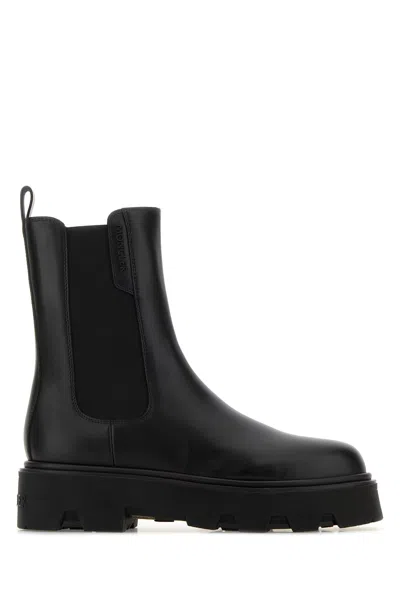 MONCLER MONCLER BLACK LEATHER AUREA CHELSEA ANKLE BOOTS