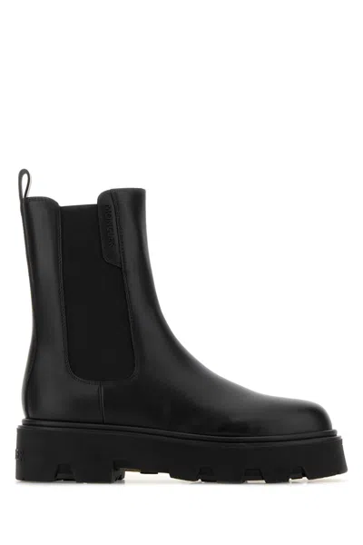 MONCLER MONCLER BLACK LEATHER AUREA CHELSEA ANKLE BOOTS