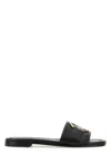 Moncler Black Leather Bell Slippers In Black