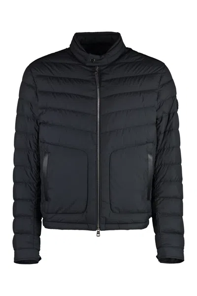 Moncler Black Leather Down Jacket