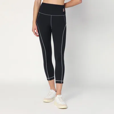 MONCLER MONCLER GRENOBLE BLACK LEGGINGS IN STRETCH NYLON BLEND
