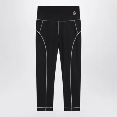 MONCLER BLACK LEGGINGS IN STRETCH NYLON BLEND