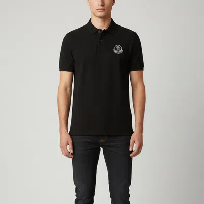 Pre-owned Moncler Black Logo Applique Piqué Knit Polo T-shirt S