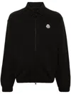 MONCLER BLACK LOGO-APPLIQUÉ ZIP-UP CARDIGAN