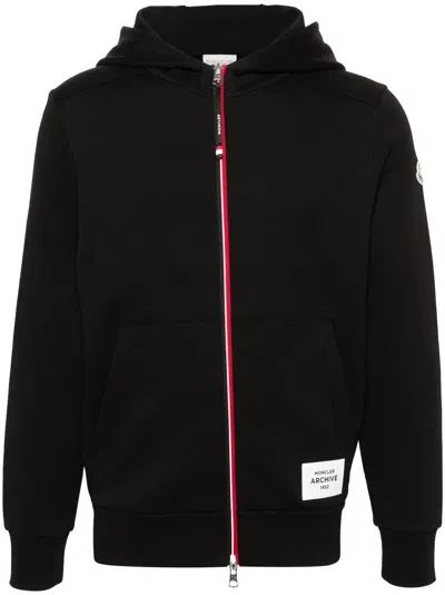 Moncler Black Logo-applique Zip-up Hoodie