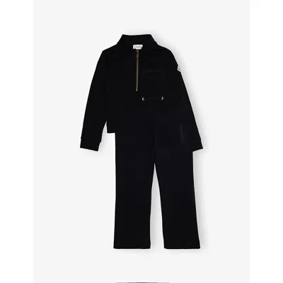 Moncler Kids' Black Logo-badge Cotton-jersey Set 4-