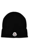 Moncler Logo-patch Knitted Beanie In Black